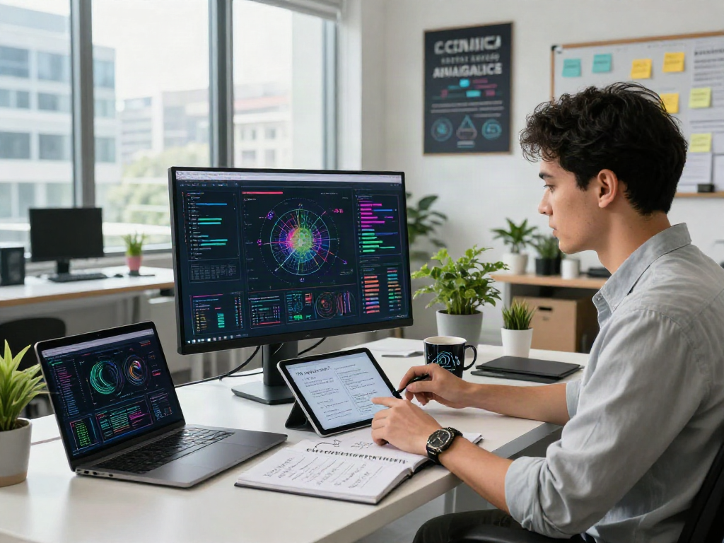 Data scientist exploring spicy AI analytics in a modern workspace.
