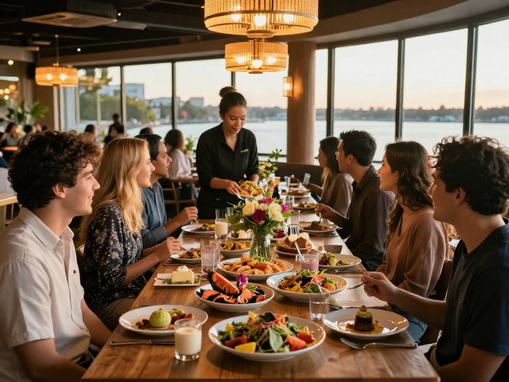 Delicious rokok88 recommended menu items served at River City Restaurant's elegant dining table.