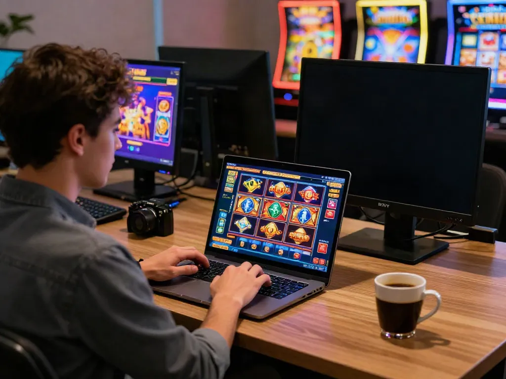 Player enjoying slots that accept credit cards in a modern gaming environment, surrounded by vibrant graphics and casual atmosphere.