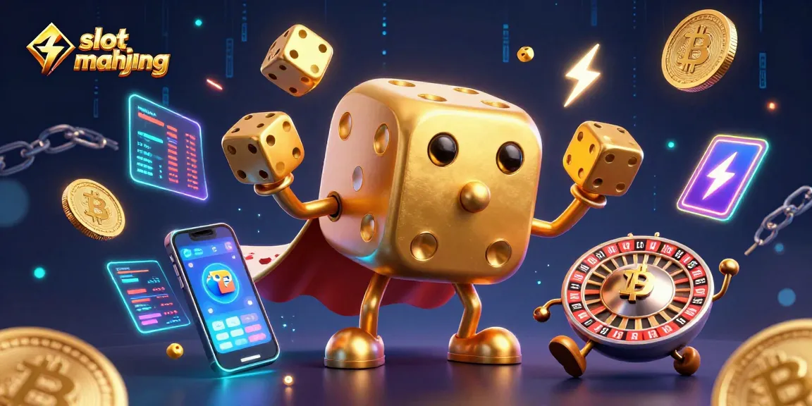 Experience excitement of slot mahjong in this vibrant 3D casino digital illustration.