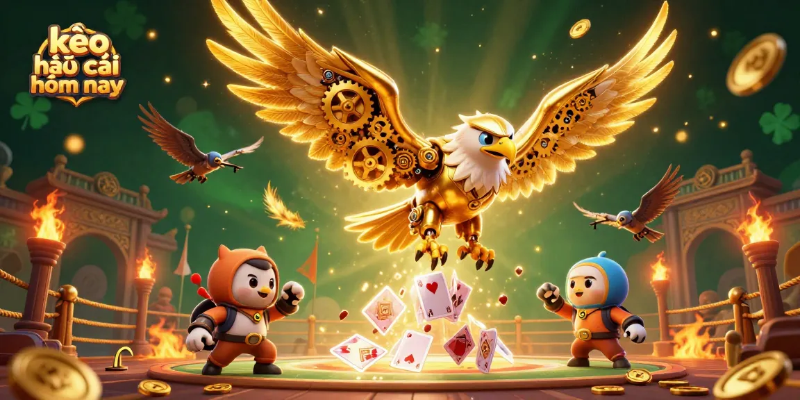 Bet on kèo nhà cái hôm nay with dynamic scenes featuring cybernetic eagle and holographic elements.